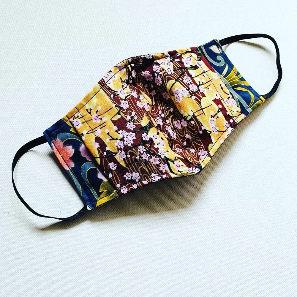 NEW Handmade Batik Midnight Gold Print Face Mask